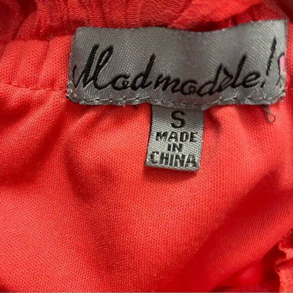 Mod Modele Coral Strapless High Low Ruffled Dress Size Small - Picture 11 of 13